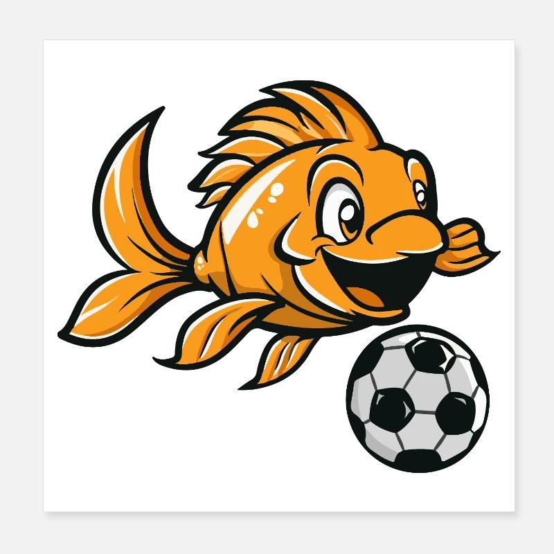 Goldfish foosball table with soccer ball Poster 8" x 8" (20x20 cm)