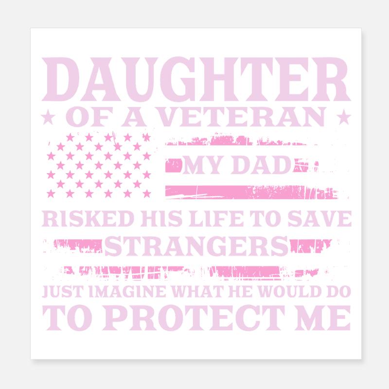 Tochter eines Veteranen US Flagge Rosa Design Poster 20x20 cm