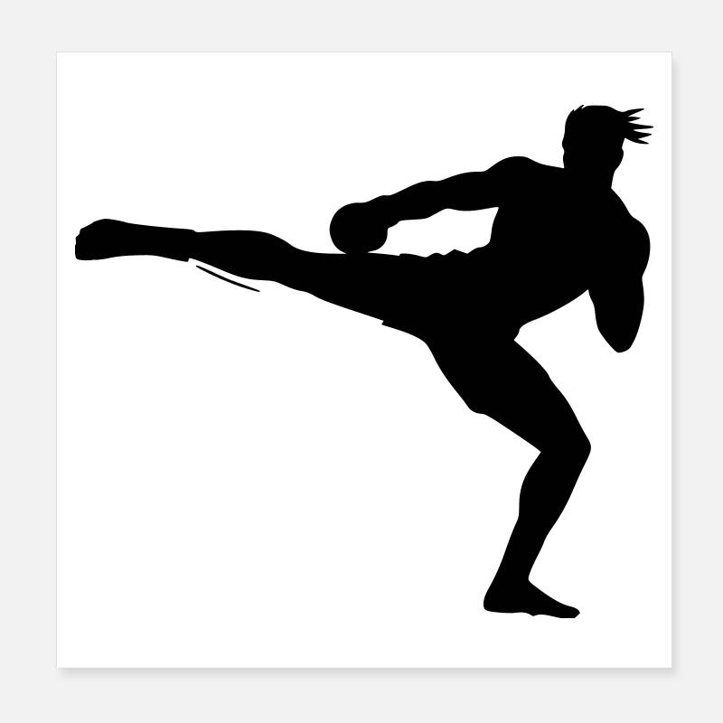 Silhouette du kickboxeur Poster 20 x 20 cm