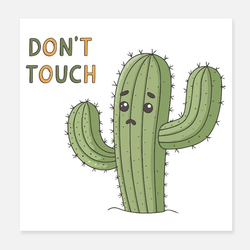 Cactus Triste Avertissement Don’t Touch Poster 20 x 20 cm