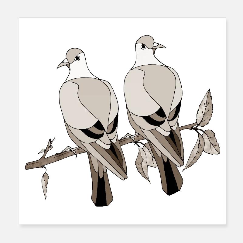 Oiseaux colorés Poster 20 x 20 cm