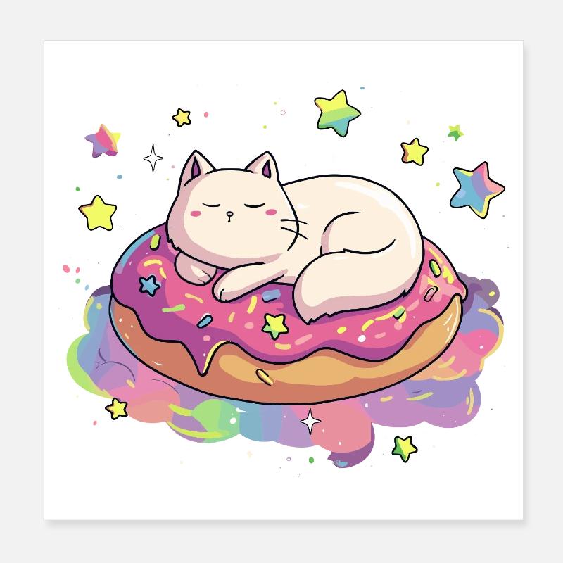 Rêve de câlins de chat en beignet Poster 20 x 20 cm