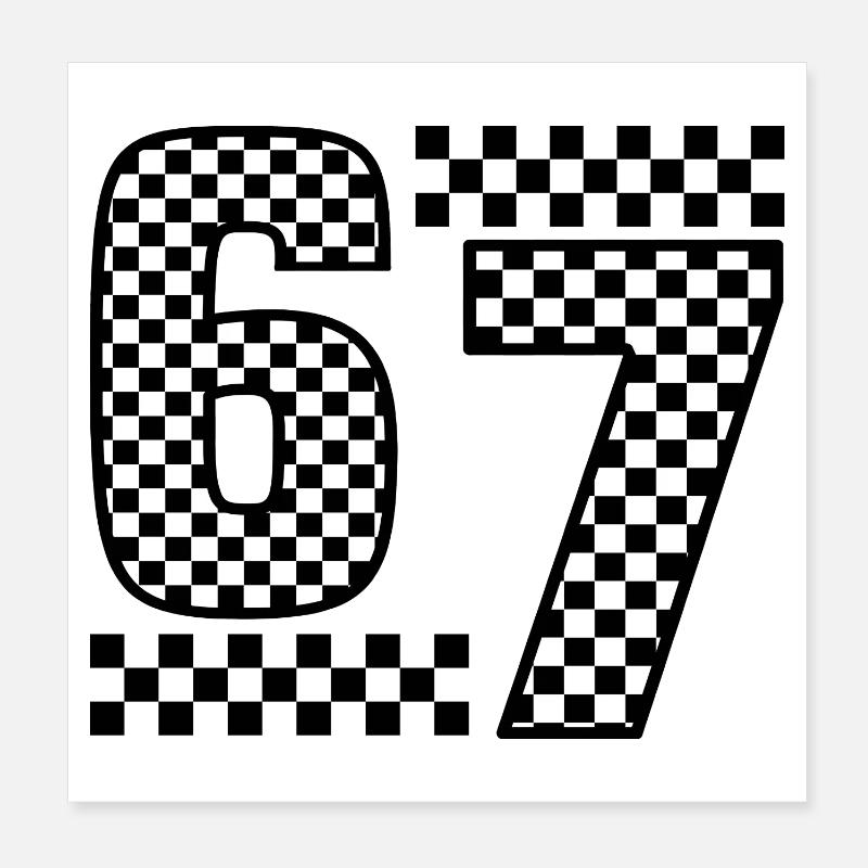 Funny 67 Viral Six Seven Meme - Poster 20x20 cm - Weiß