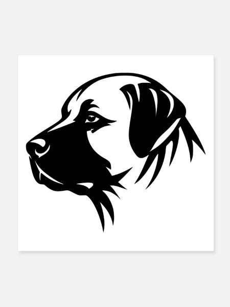 Kangal Hundeporträt Seitlich - Poster 20x20 cm - Weiß - Vorne