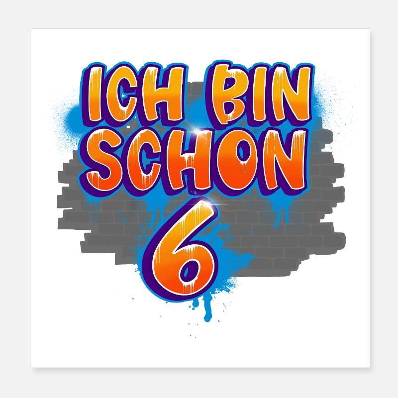 6. Geburtstag Graffiti Poster 20x20 cm