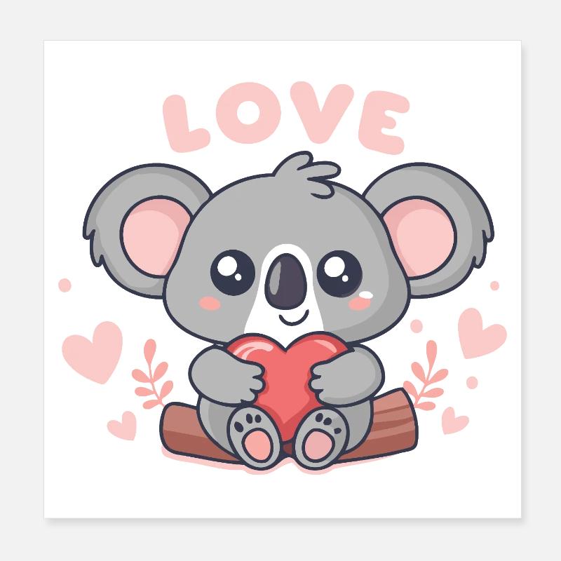 Koala Coeur Doux Love Poster 20 x 20 cm