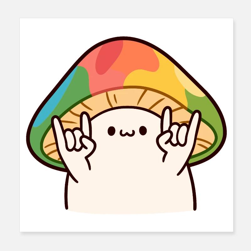 Un champignon hétéroclite marque la pierre Poster 20 x 20 cm