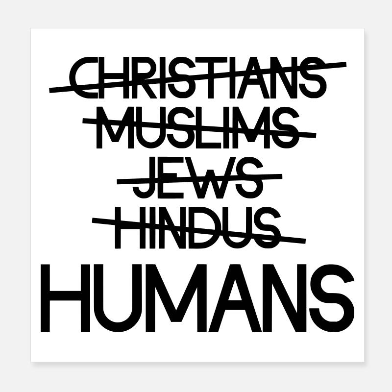 Les humains avant la religion - Message Poster 20 x 20 cm