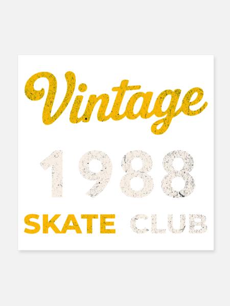 Vintage 1988 Skate Club Retro Birth Year Gift - Poster 8" x 8" (20x20 cm) - white - Front
