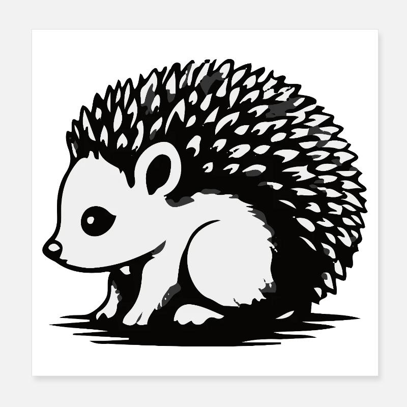 Silhouette Hérisson Monochrome Poster 20 x 20 cm