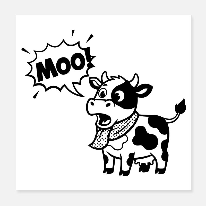 Witzige Kuh Moo Comic Sprechblase Poster 20x20 cm