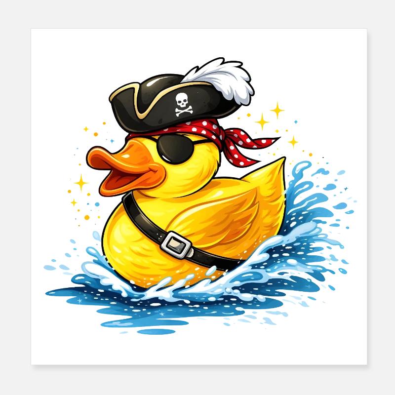 Cheeky rubber duck in pirate look with eye patch Poster 8" x 8" (20x20 cm)