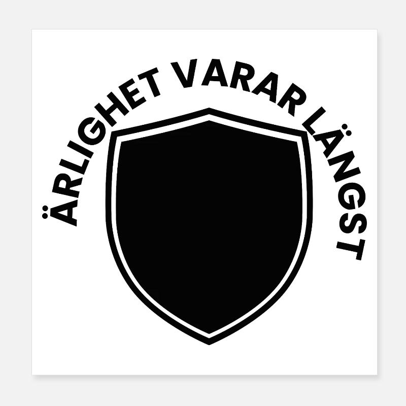 Black shield with white border emblem Poster 8" x 8" (20x20 cm)