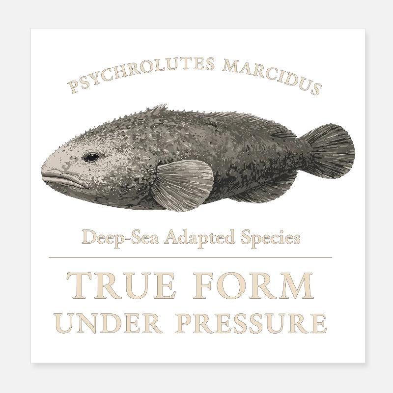 Blobfish : Vraie forme sous pression – Psychrolutes Poster 20 x 20 cm