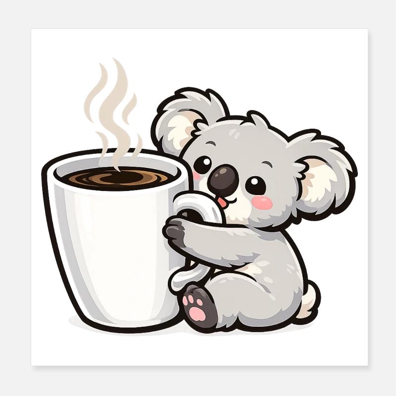Coffee Mug Koala Cuddle Magic Poster 8" x 8" (20x20 cm)