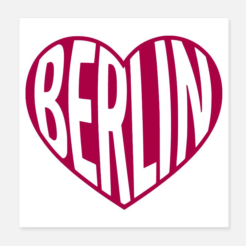 Berlin Heart Typography Poster 8" x 8" (20x20 cm)