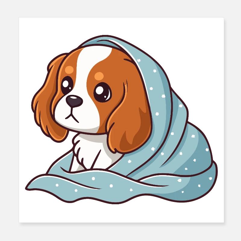 Beagle emmitouflé bleu Poster 20 x 20 cm