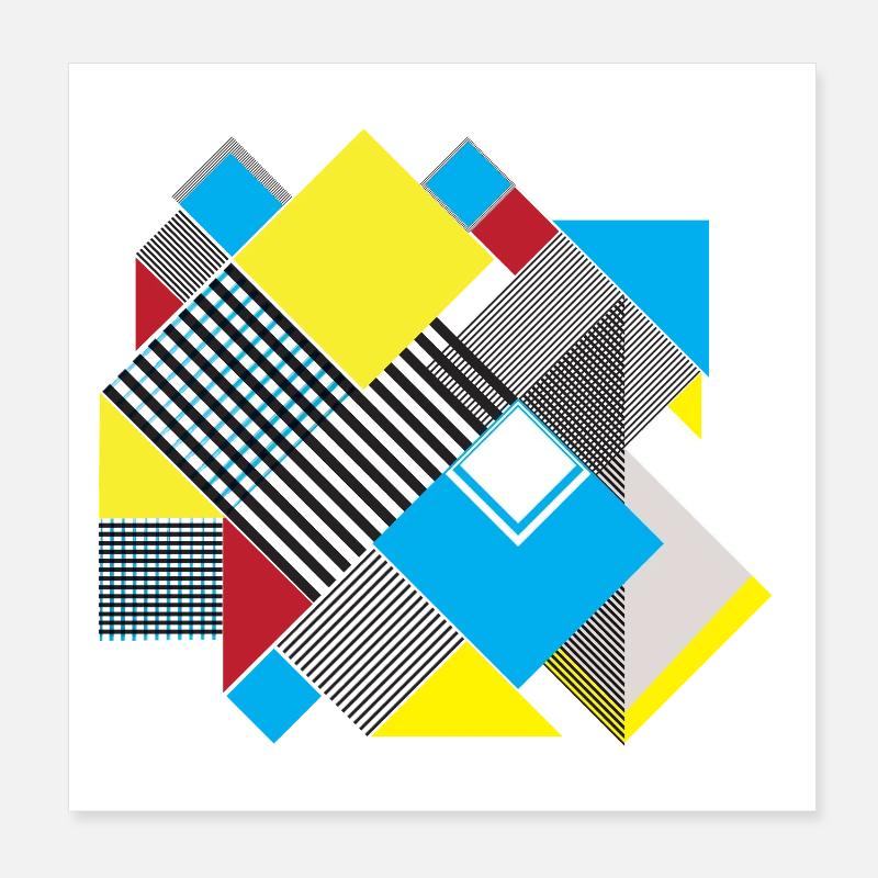 Geometric Color Square Composition Poster 8" x 8" (20x20 cm)