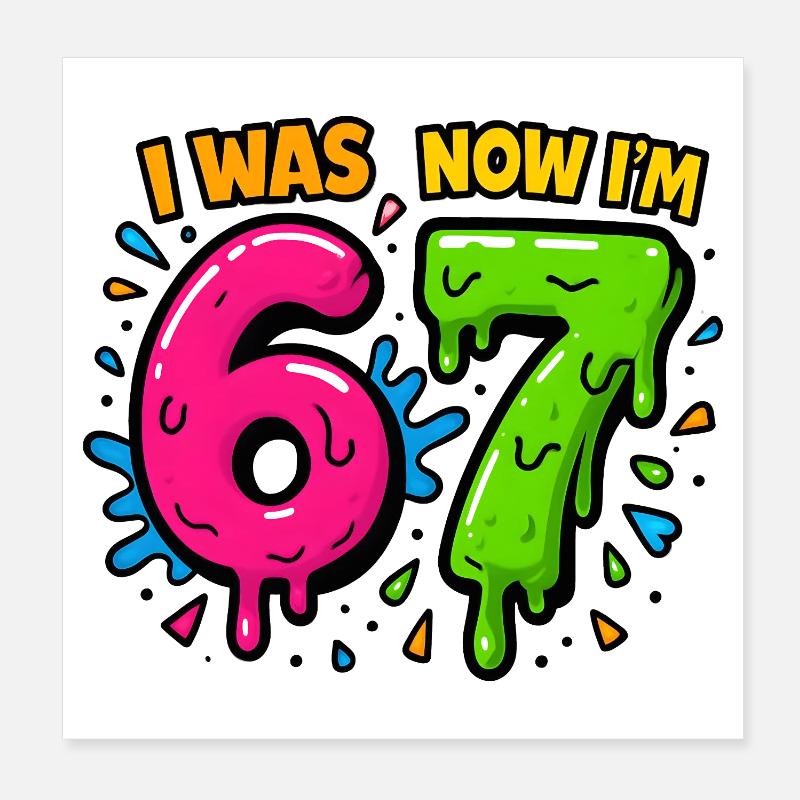 7. Geburtstag Kinder 67 Meme Humor Geschenkidee Poster 20x20 cm
