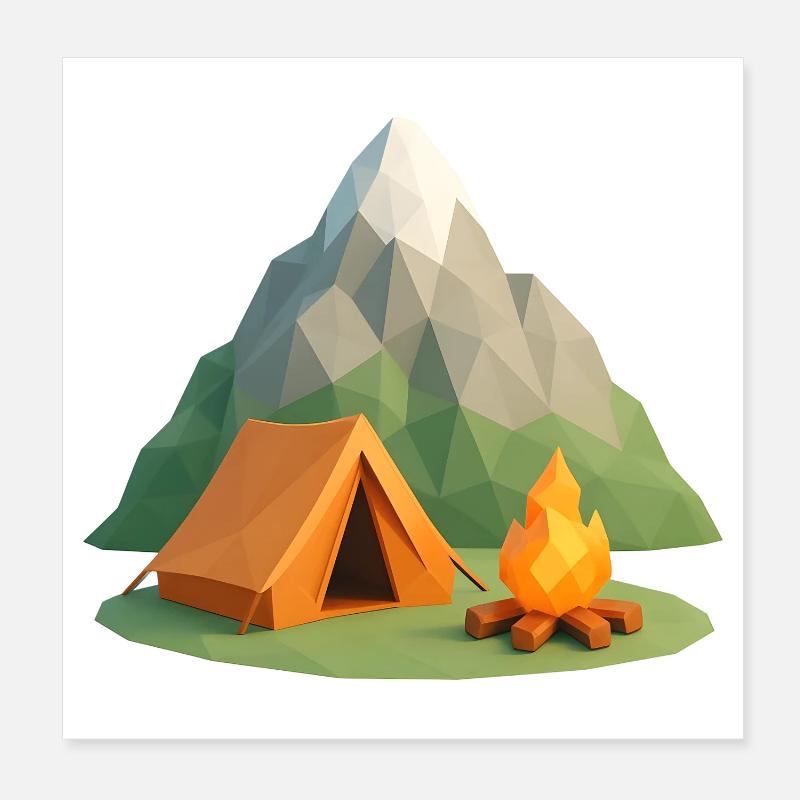 Geopolymountain Camping Szene Poster 20x20 cm
