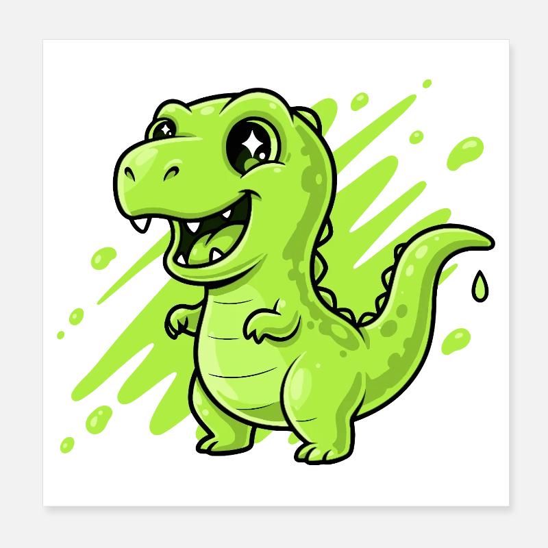 Comic Dino Slime Vert Poster 20 x 20 cm