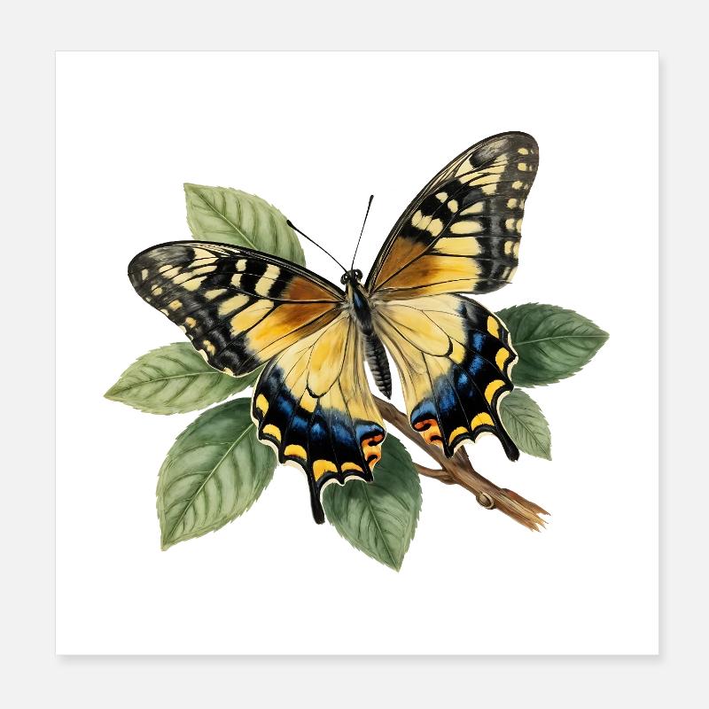 Schwalbenschwanz oder Große Haarsträhne, Papilio machaon Poster 20x20 cm