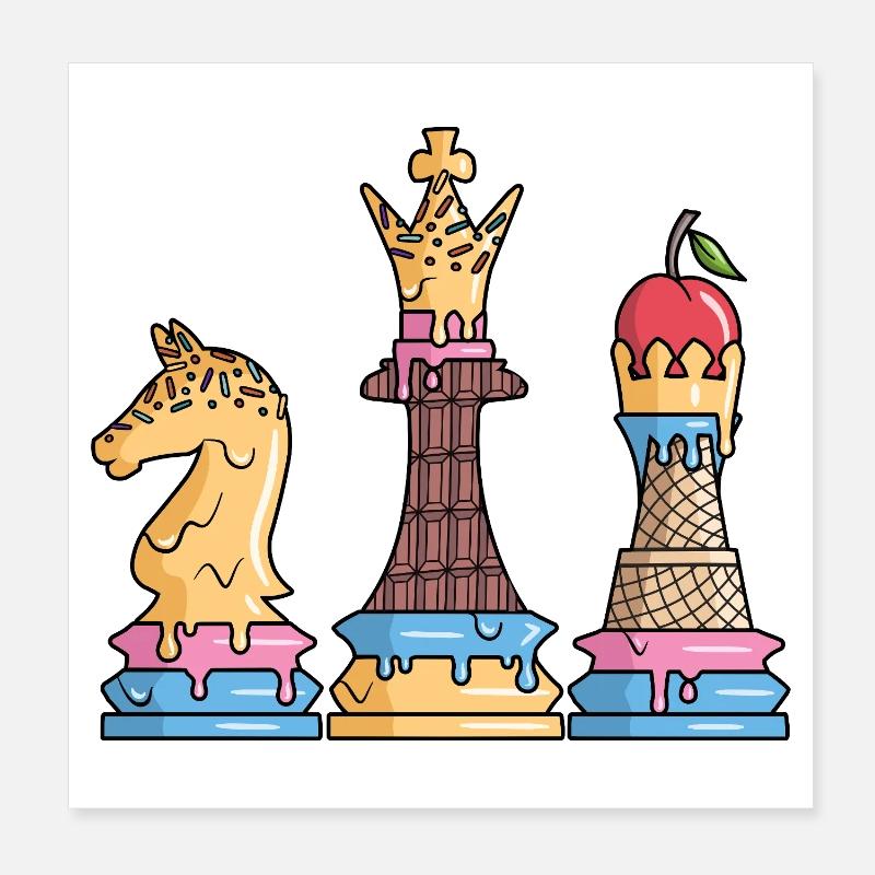 Schachfiguren Eiscreme Schachspiel Kinder Schach Poster 20x20 cm