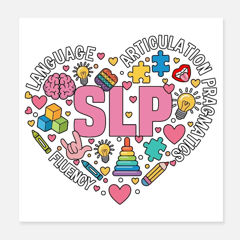 SLP Speech Therapy Speech Language Pathology Poster 8" x 8" (20x20 cm)