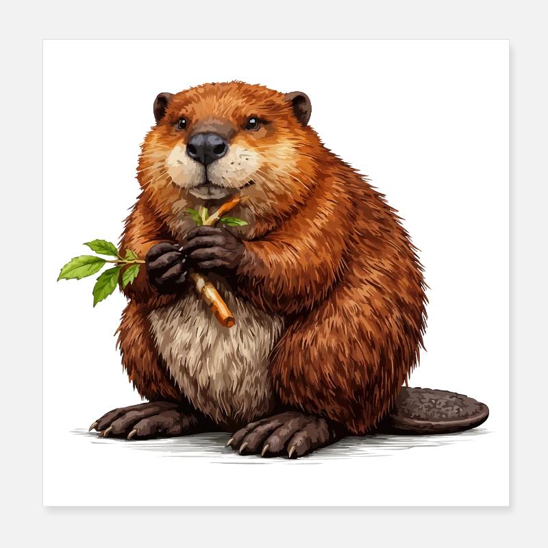 Zone sauvage de Beaver Animal Poster 20 x 20 cm