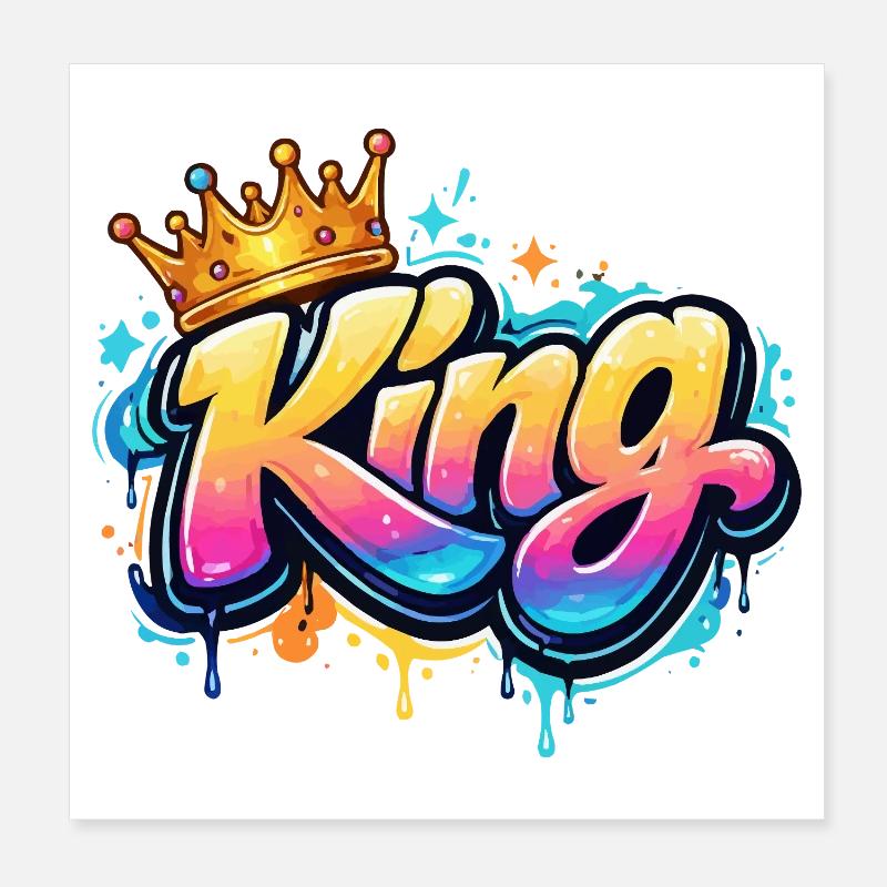 Königliche Graffiti King Poster 20x20 cm