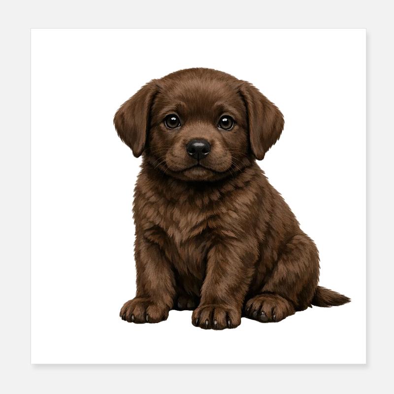 Chiot labrador chocolat Poster 20 x 20 cm