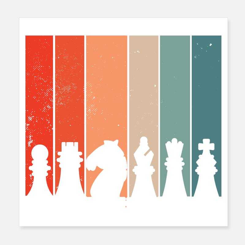 Échecs Rétro Poster 20 x 20 cm