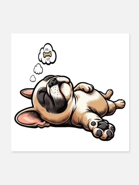 Bouledogue français Frenchie Propriétaire de Frenchie - Poster 20 x 20 cm - blanc - Devant