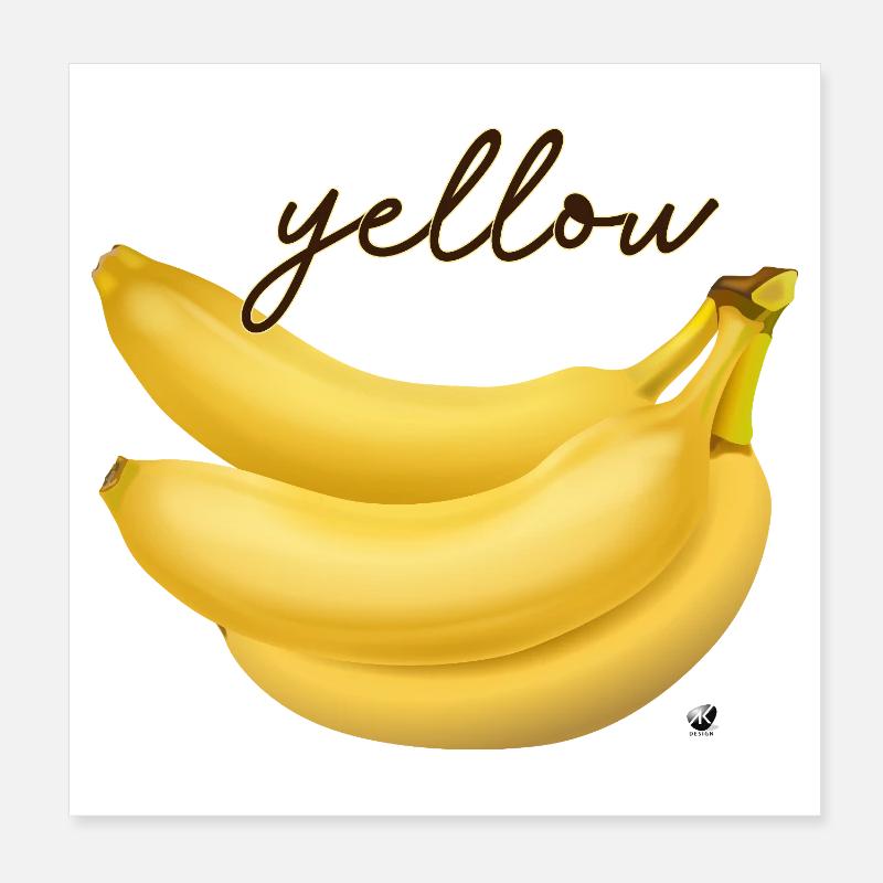 Drei gelbe Bananen Abbildung mit Inschrift Poster 20x20 cm