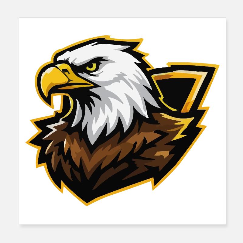 Adler mit Goldakzent Comic Poster 20x20 cm
