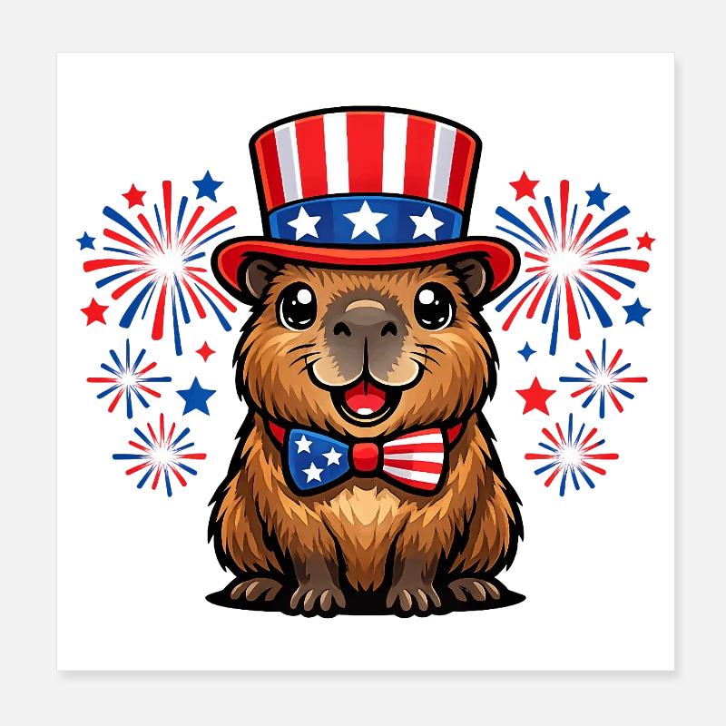 Capybara Wasserschwein Journée de l’Indépendance des patriotes Poster 20 x 20 cm