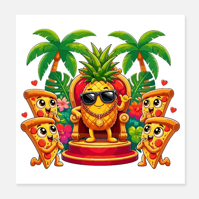 Pineapple King mit Pizza-Freunden Poster 20x20 cm