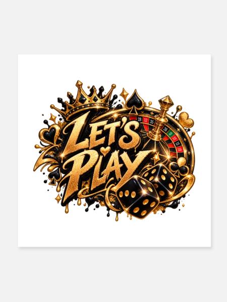Let's Play Gold Casino Flair - Poster 20x20 cm - Weiß - Vorne