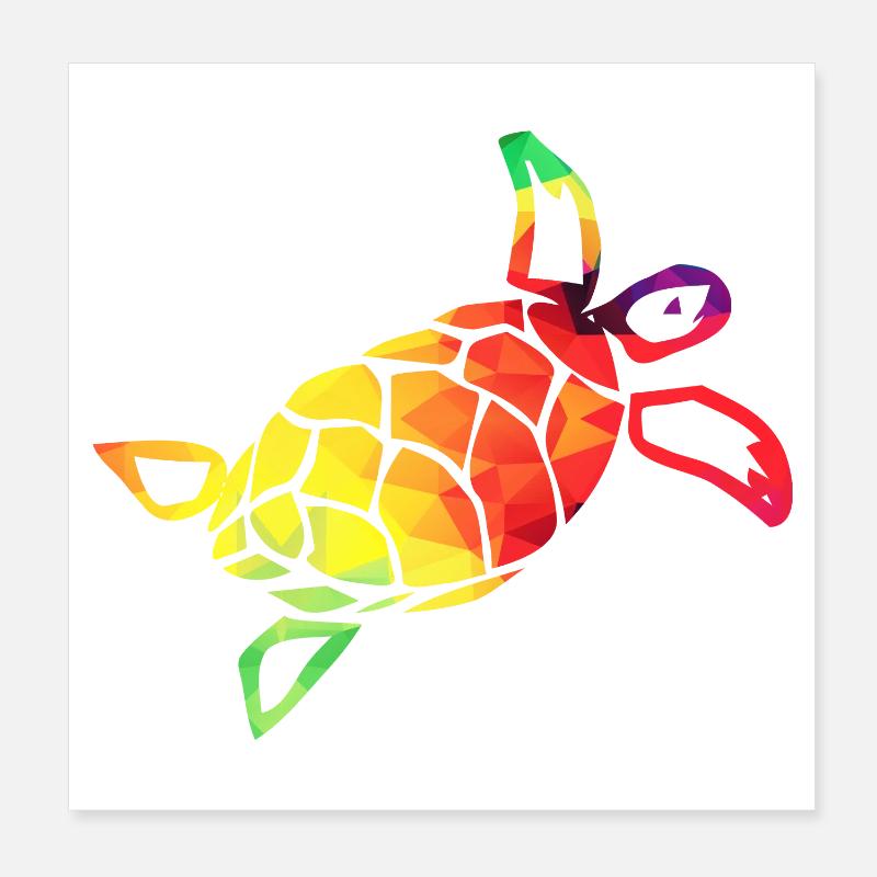 Tortue colorée Poster 20 x 20 cm