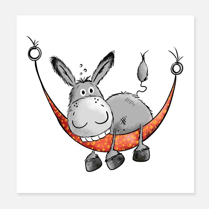 Relaxing Donkey - Comic - Cartoon Poster 8" x 8" (20x20 cm)