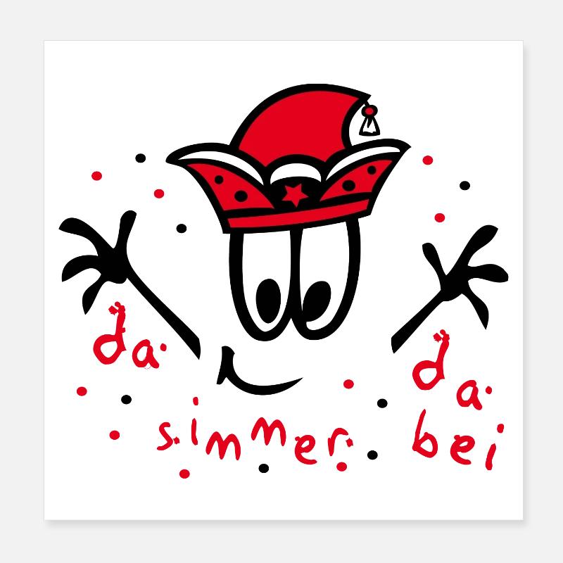 Fasching mit Konfetti, Karneval - Poster 20x20 cm - Weiß
