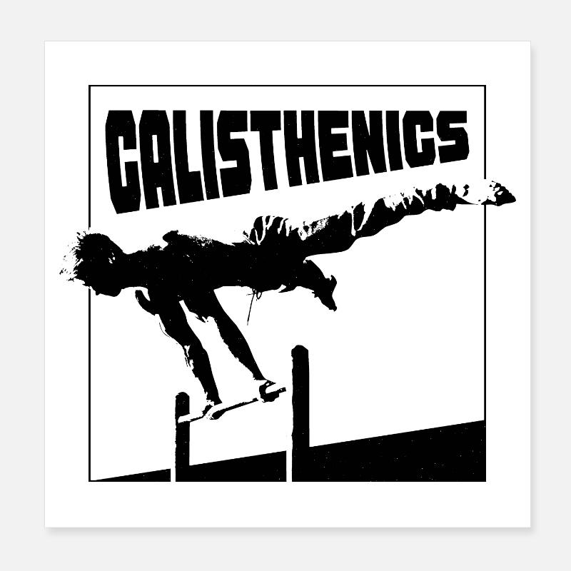 Silhouette de la posture planche de calisthénie Poster 20 x 20 cm