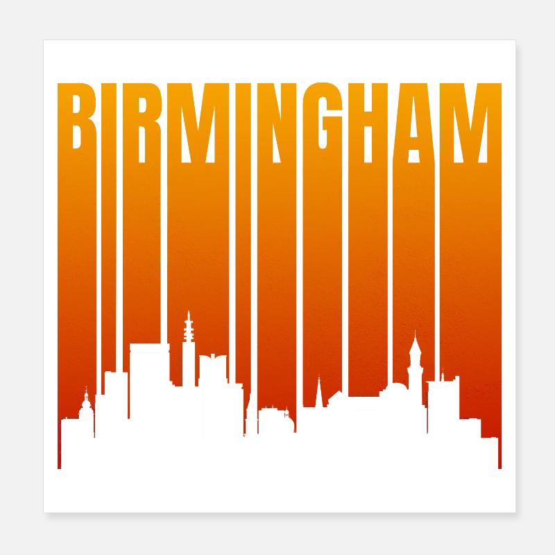 Rayures néon de la Skyline de Birmingham Poster 20 x 20 cm