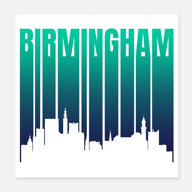 Dénivelé de la ligne d’horizon de Birmingham Poster 20 x 20 cm