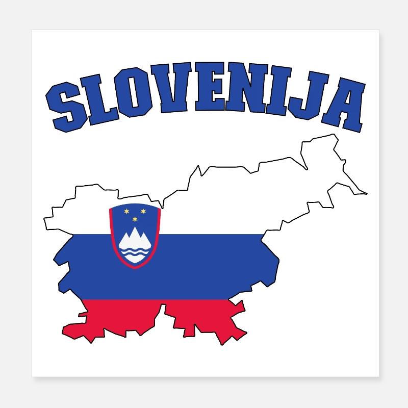 Slovenia Flag Map Poster 8" x 8" (20x20 cm)