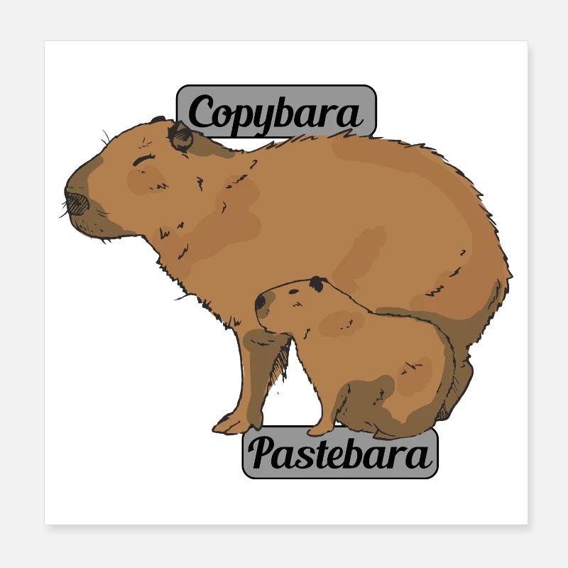 Famille Capybara Copybara Pastebara drôle Poster 20 x 20 cm