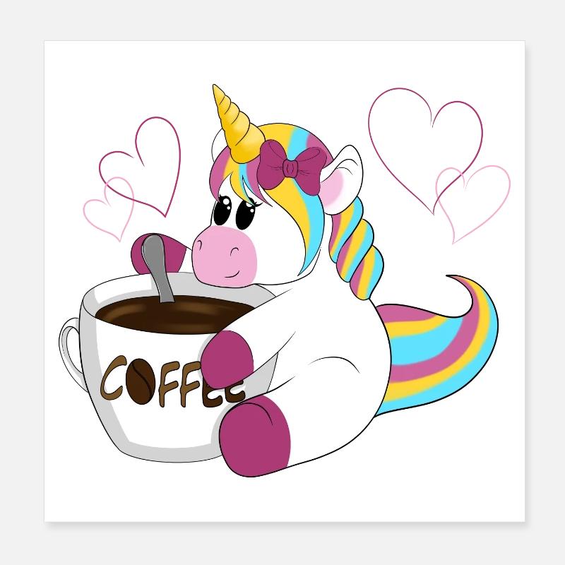 Regenbogen Einhorn Kaffeezauber Poster 20x20 cm
