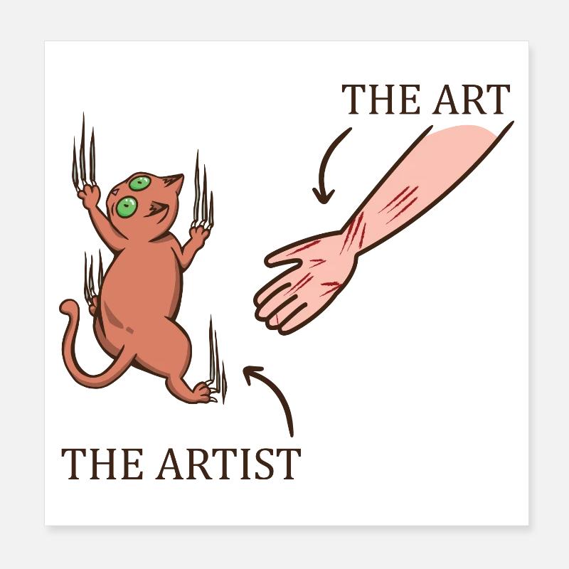 Cat Art Poster 8" x 8" (20x20 cm)
