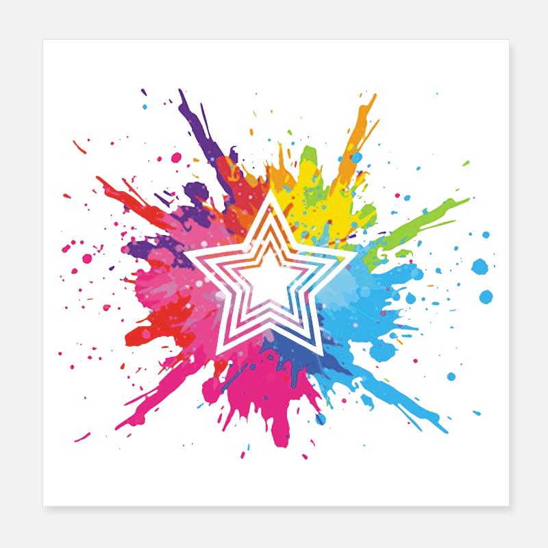 White star and multicolored explosion Poster 8" x 8" (20x20 cm)