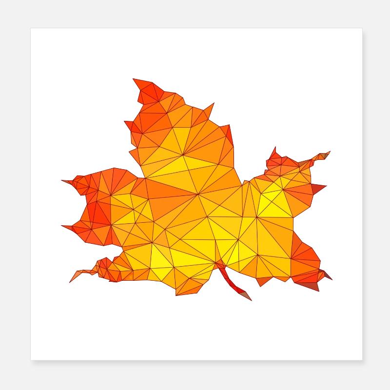Polygonal Autumn Maple Tree Leaf Poly Art Poster 8" x 8" (20x20 cm)